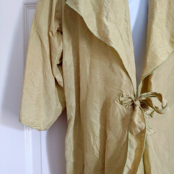 Whispers VTG Carole Dolighan Chartreuse 100% Silk Kimono Jacket S/M - Picture 5 of 14